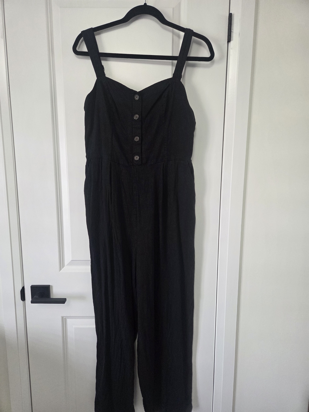Old Navy Black Button-Front Wide-Strap Jumpsuit